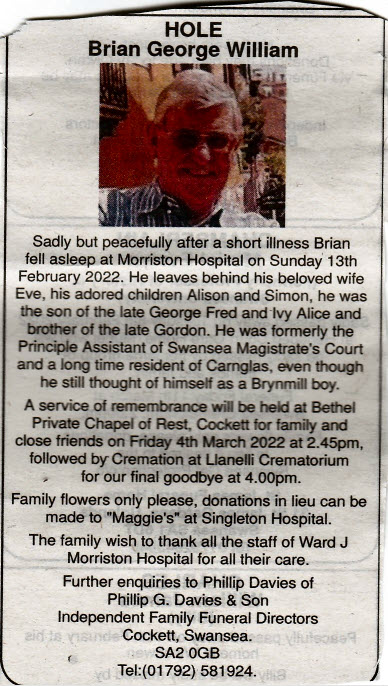 Obituary Brian Hole